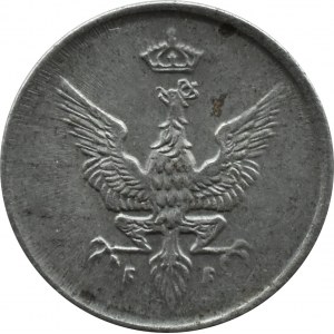 Królestwo Polskie, 1 fenig 1918 FF, Stuttgart, WYBITE STEMPLEM 1917