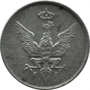 Kingdom of Poland, 1 fenig 1918 FF, Stuttgart, rare variety minted with the stamp of the year 1917