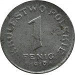 Królestwo Polskie, 1 fenig 1918 FF, Stuttgart, WYBITE STEMPLEM 1917