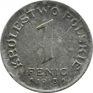 Kingdom of Poland, 1 fenig 1918 FF, Stuttgart, rare variety minted with the stamp of the year 1917