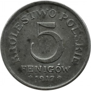 Królestwo Polskie, 5 fenigów 1917 FF, Stuttgart
