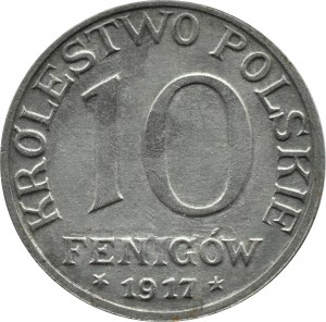 Kingdom of Poland, 10 fenig 1917, Stuttgart, NAPLES LOWER BORDER