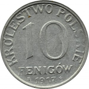 Kingdom of Poland, 10 fenig 1917, Stuttgart, NAPLES LOWER BORDER