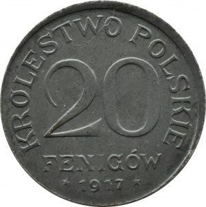 Kingdom of Poland, 20 fenig 1917, Stuttgart, BEAUTIFUL