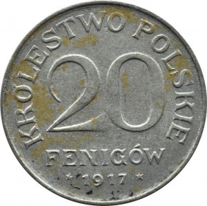 Kingdom of Poland, 20 fenig 1917, Stuttgart, BEAUTIFUL