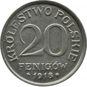 Królestwo Polskie, 20 fenigów 1918 FF, Stuttgart