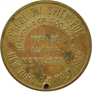 Polska/USA, F. Chopin, medal Stoletni Jubileusz, Nowy Jork 9 maja 1909