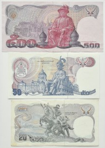 Thailand, flight of 20-500 baht bills 1980-1996
