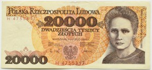 People's Republic of Poland, M. Skłodowska-Curie, 20,000 gold 1989, H series