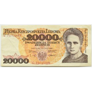 PRL, M. Skłodowska-Curie, 20 000 złotych 1989, seria C
