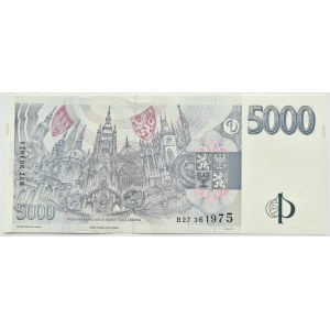 Czechy, T. Masaryk, 5000 koron 1999, seria B27, UNC