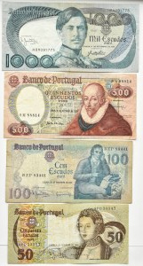 Portugal, lot 50-1000 escudos 1979-1982
