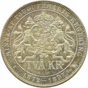 Szwecja, Oskar II, 2 korony 1897, Sztokholm