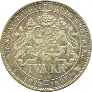 Sweden, Oscar II, 2 crowns 1897, Stockholm