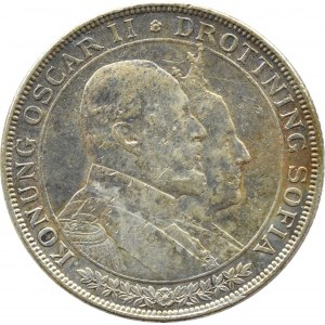 Szwecja, Oskar II, 2 korony 1907, Sztokholm