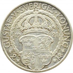 Szwecja, Gustaw V, 2 korony 1921, Sztokholm