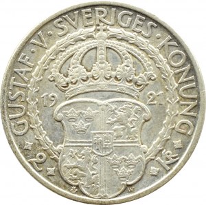 Sweden, Gustav V, 2 crowns 1921, Stockholm