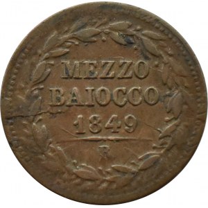 Państwo Kościelne, Pius IX, mezzo baiocco 1849 R, Rzym