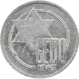 Getto Łódź, 10 marek 1943, aluminium, odm. 5/4, PIĘKNE!