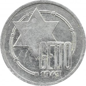 Ghetto Lodz, 10 marks 1943, aluminum, variety 5/4, BEAUTIFUL!