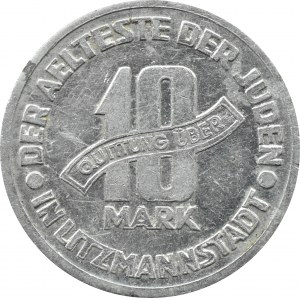 Getto Łódź, 10 marek 1943, aluminium, odm. 5/4, PIĘKNE!