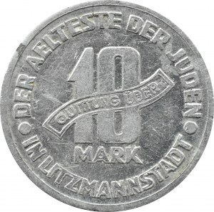 Ghetto Lodz, 10 marks 1943, aluminum, variety 5/4, BEAUTIFUL!