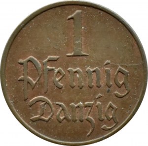 Wolne Miasto Gdańsk, 1 fenig 1923, Berlin, PIĘKNE