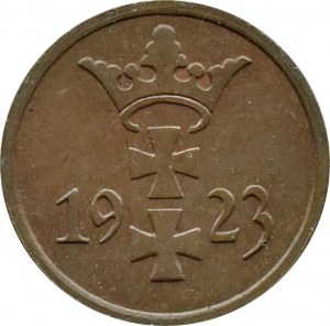Wolne Miasto Gdańsk, 1 fenig 1923, Berlin, PIĘKNE