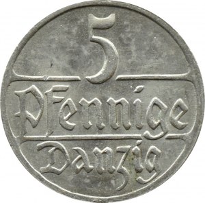 Free City of Danzig, 5 fenig 1923, Berlin, BEAUTIFUL