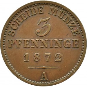 Niemcy, Prusy, Wilhelm I, 3 pfennige 1872 A, Berlin, UNC