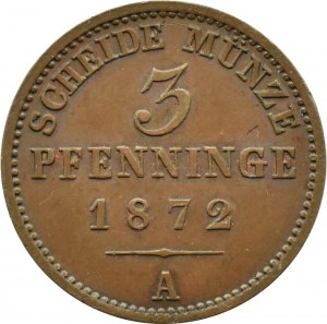 Germany, Prussia, Wilhelm I, 3 pfennige 1872 A, Berlin, UNC