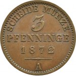 Niemcy, Prusy, Wilhelm I, 3 pfennige 1872 A, Berlin, UNC