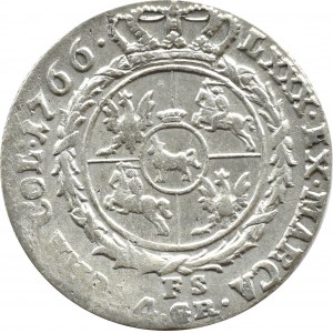 Stanisław A. Poniatowski, 4 grosze srebrne (złotówka) 1766 FS, Warszawa