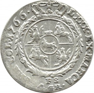 Stanisław A. Poniatowski, 4 grosze srebrne (złotówka) 1766 FS, Warszawa