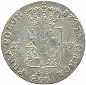 Stanislaw A. Poniatowski, 4 silver pennies (zloty) 1789 E.B., Warsaw