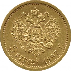 Russia, Nicholas II, 5 rubles 1897 AГ, St. Petersburg