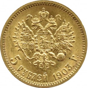 Rosja, Mikołaj II, 5 rubli 1903 AP, Petersburg