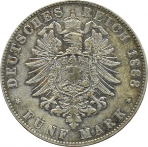 Germany, Hamburg, 5 marks 1888 J, Hamburg, RARE