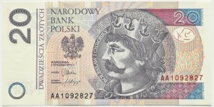 III RP, Chrobry, 20 zloty 2012, Warsaw, series AA1092827, UNC