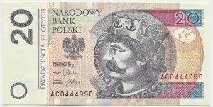 III RP, Chrobry, 20 zloty 2012, Warsaw, AC series, UNC