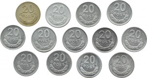 PRL, lot of 20 pennies 1949-1972, Kremnica/Warsaw, RARE ANNIVERSARY