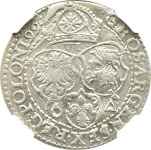 Sigismund III Vasa, sixpence 1599, Malbork, MAJOR HEAD, NGC AU58