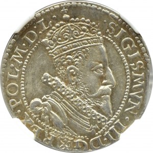 Sigismund III Vasa, sixpence 1599, Malbork, MAJOR HEAD, NGC AU58