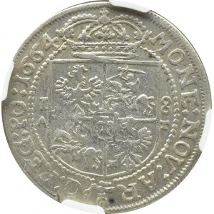 Jan II Kazimierz, ort 1664 AT, Bydgoszcz, NGC AU Details