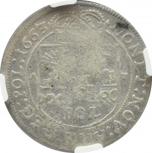 Jan II Kazimierz, złotówka (tymf) 1663 AT, Bydgoszcz, NGC VF
