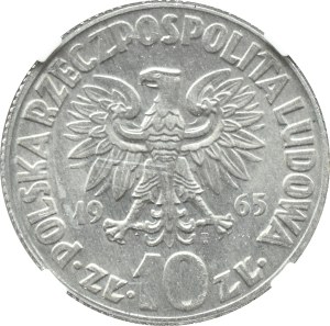 PRL, 10 złotych 1965 M.Kopernik, PRÓBA ALUMINIUM, nakład TYLKO 5 szt WIELKA RZADKOŚĆ!! NGC MS65
