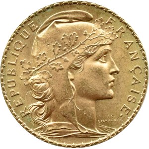 Francja, Trzecia Republika, Marianna/Kogut, 20 franków 1907, Paryż