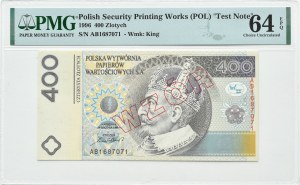 PWPW, 400 zloty 1996 Sigismund III Vasa, series AB MODEL, PMG 64 EPQ