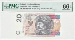 III RP, Chrobry, 20 gold 2016, Warsaw, BW series, PMG 66 EPQ