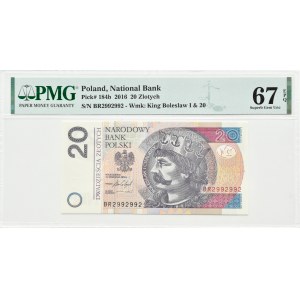 III RP, Chrobry, 20 złotych 2016, Warszawa, seria BR, PMG 67 EPQ
